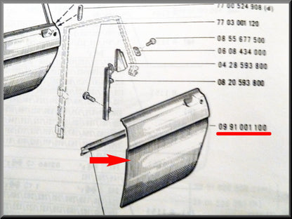 Deurplaat links achter – Renault 16 – OEM 0991001100