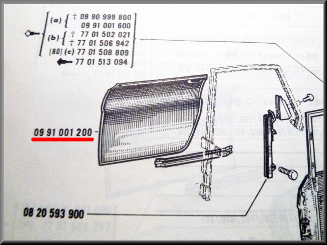 Deurplaat rechts achter – Renault 16 – OEM 0991001200