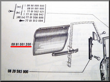 Deurplaat rechts achter – Renault 16 – OEM 0991001200