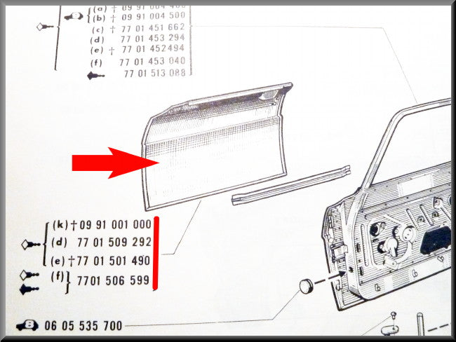 Deurplaat rechts voor – Renault 16 – OEM 7701506598