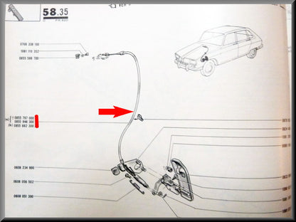 Câble d'accélérateur – Renault 16 (1150) – OEM 0855882300