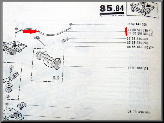 Bedieningskabel kachel – Renault 16 – OEM 7700501799