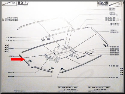 Motorkap strip rechts  – Renault 16 < 1974 – OEM 0857573600 – Used