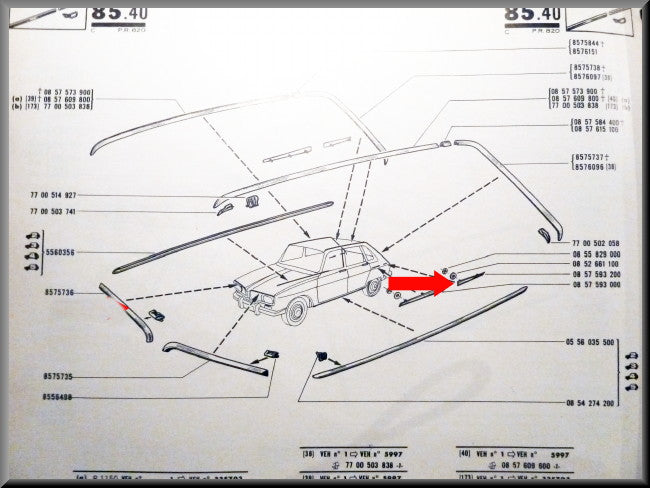 Chrome trim – Renault 16 (1150 and TS <1970) – OEM 0857593200