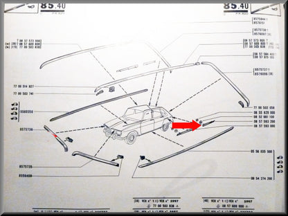 Chrome trim – Renault 16 (1150 and TS <1970) – OEM 0857593200