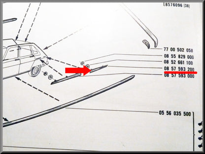 Chrome trim – Renault 16 (1150 and TS <1970) – OEM 0857593200