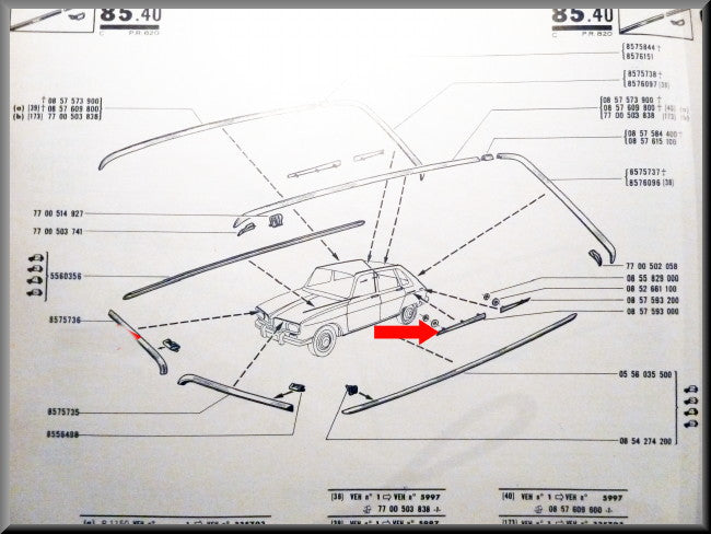 Chrome strip – Renault 16 (1150 and TS <1970) – OEM 0857593000