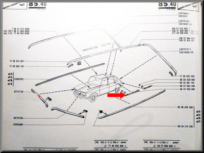 Chrome strip – Renault 16 (1150 and TS <1970) – OEM 0857593000