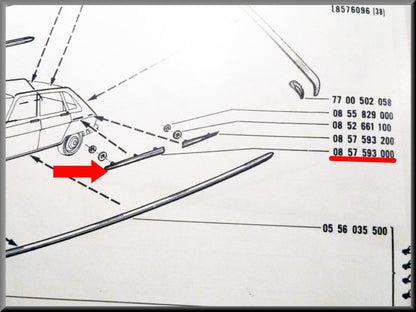 Chrome strip – Renault 16 (1150 and TS <1970) – OEM 0857593000
