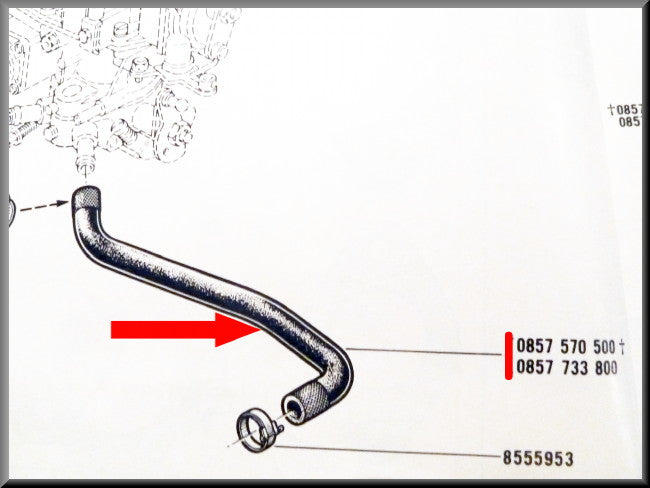 Tuyau de refroidissement carburateur – Renault 16 TL, L – OEM 0857733800