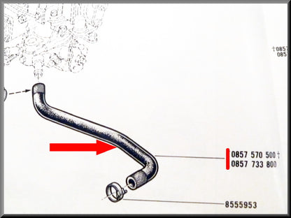 Tuyau de refroidissement carburateur – Renault 16 TL, L – OEM 0857733800