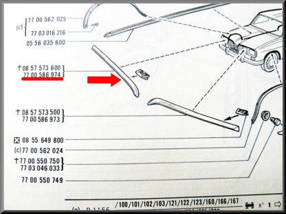 Bonnet trim right – Renault 16 > 1973 – OEM 7700586974 – Used