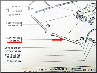 Bonnet strip left – Renault 16 > 1973 – OEM 7700586973