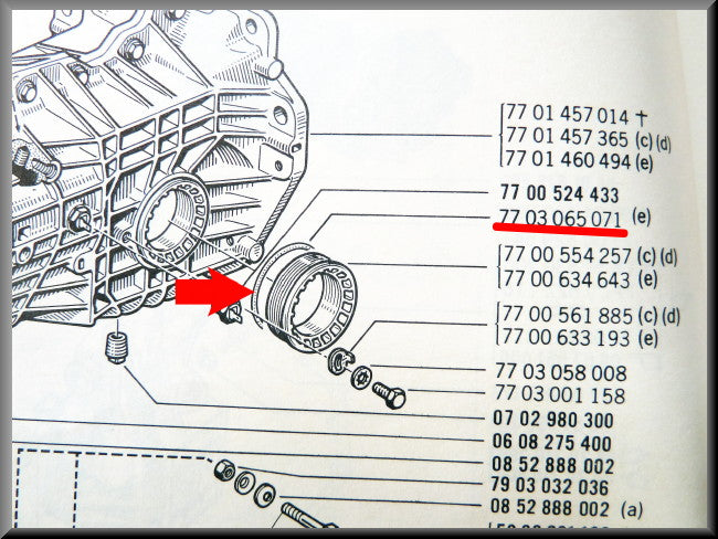 Joint torique d'écrou de réglage de roulement de différentiel – Renault 16 – OEM 7703065071
