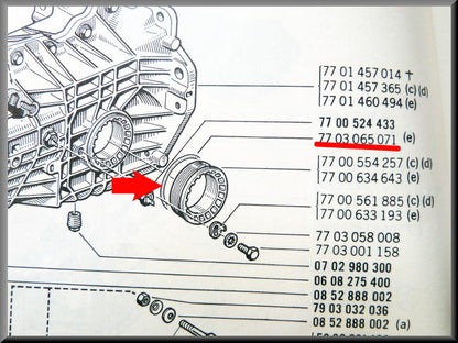 Joint torique d'écrou de réglage de roulement de différentiel – Renault 16 – OEM 7703065071