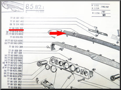 Beluchtingsgrill binnenzijde – Renault 16 – OEM 7700528999