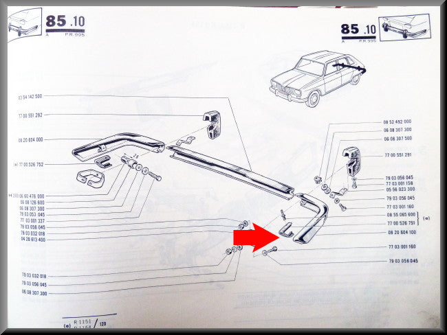 Kunststof bescherming bumper achterzijde links – Renault 16 – OEM 7700526751