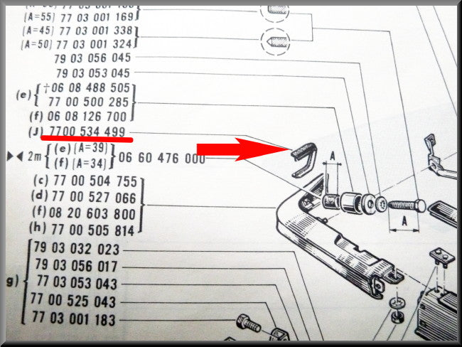 Kunststof bescherming bumper voorzijde rechts – Renault 16 – OEM 7700534499 / 7700534496
