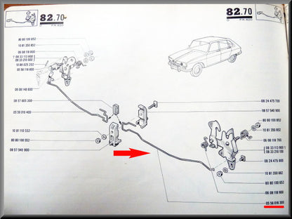 Trekstang links voor het motorkap slot – Renault 16 – OEM 0556016300
