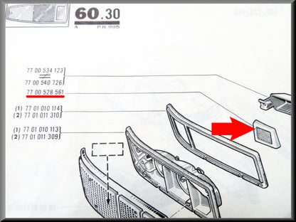 Rear reflector left – Renault 16 TX, TL, TS – OEM 7700528561