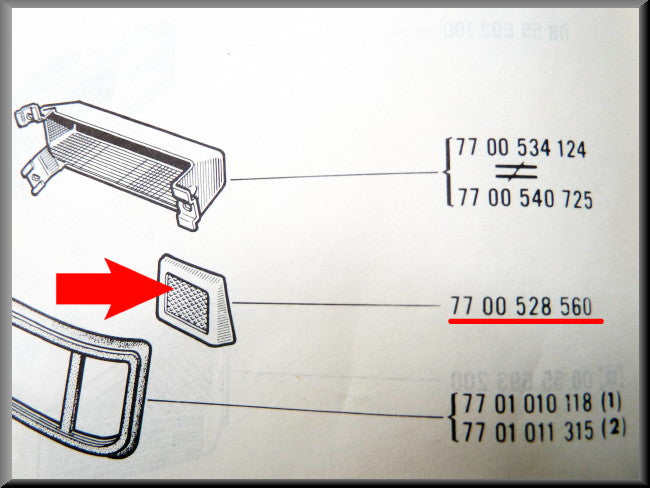 Reflector achterzijde rechts – Renault 16 TX, TL, TS – OEM 7700528560