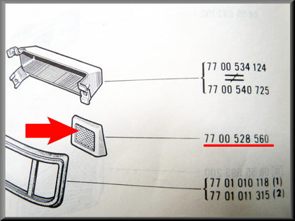 Reflector achterzijde rechts – Renault 16 TX, TL, TS – OEM 7700528560
