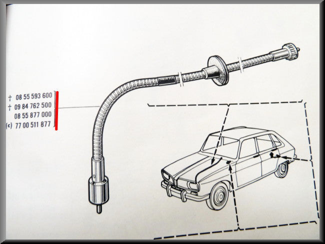 Km teller kabel – Renault 16 TL, TS, L – OEM 0855877000