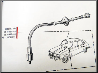 Km teller kabel – Renault 16 TL, TS, L – OEM 0855877000