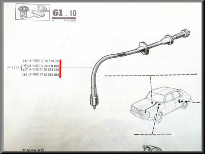 Km teller kabel – Renault 16 TX – OEM 7700528671