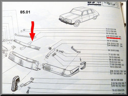 Bumpersteun rechts (korte versie) – Renault 16 – OEM 0428885611 / 0428613800