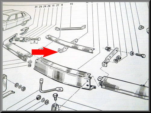 Bumpersteun rechts (korte versie) – Renault 16 – OEM 0428885611 / 0428613800