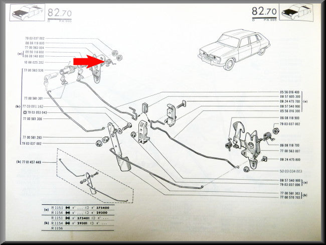 Bonnet closing mechanism spring – Renault 16 – OEM 0608118800