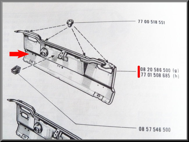 Rear panel – Renault 16 > 1970 – OEM 7701508685