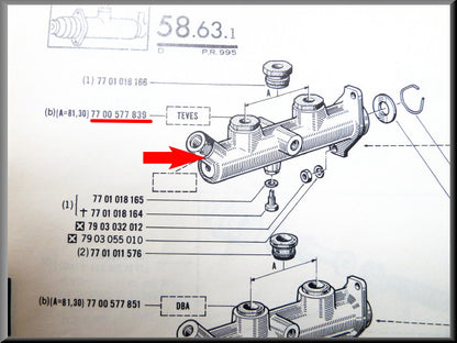 Brake Master Cylinder – Renault 16 - Renault Alpine - Renault various – OEM 7700577839 / 7700617441