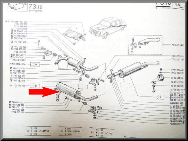 Silencieux central – Renault 16 > 1972 – OEM 7700621231