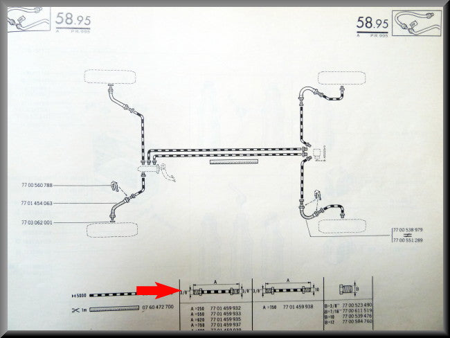 Remleiding achterpoot – Renault 16 – OEM 7701459935