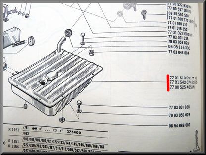 Réservoir d'essence – Renault 16 tous types (sauf 1150 et 1151 jusqu'à 1970) – OEM 7701542074 – Occasion