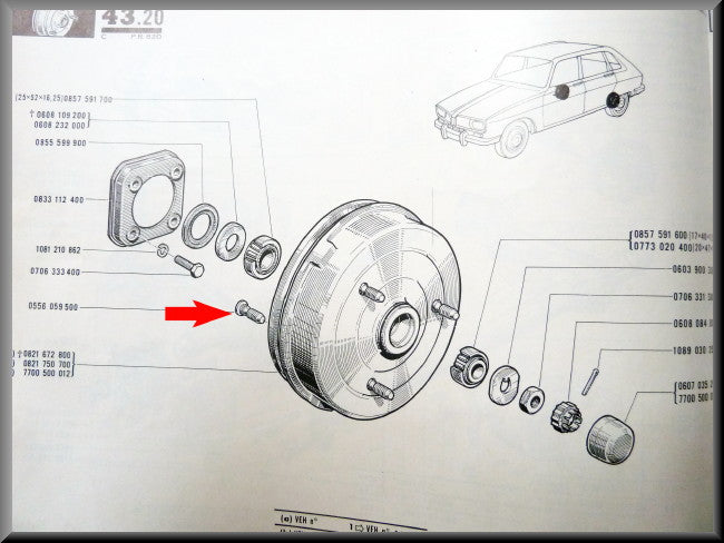 Boulon de roue arrière – Renault 16 – OEM 0556059500 / 0554732800