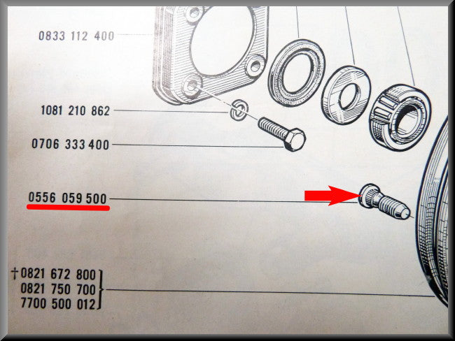 Boulon de roue arrière – Renault 16 – OEM 0556059500 / 0554732800