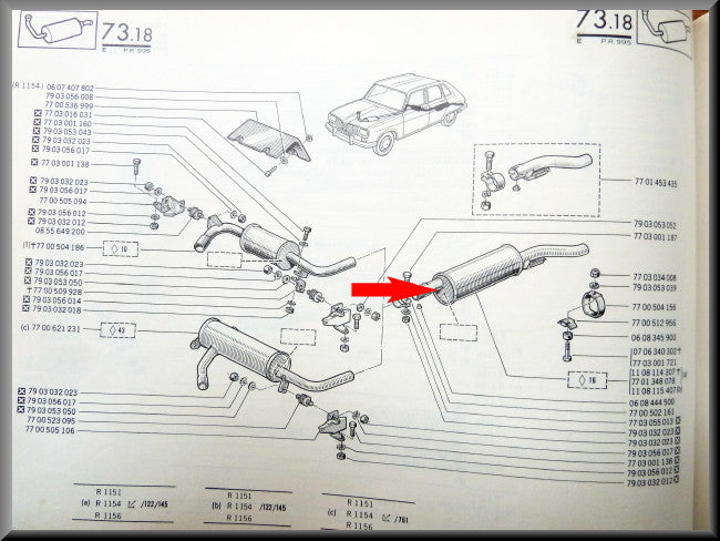Achterdemper – Renault 16 alle types behalve Renault 16 L (1150) – OEM 7701348078