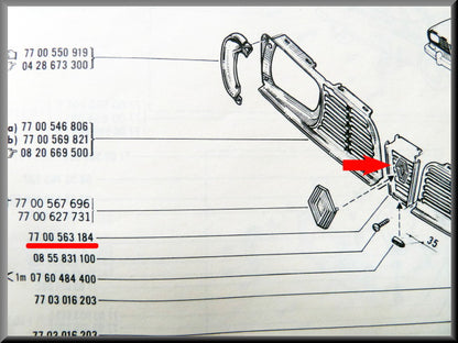 Grill middenstuk – Renault 16 - 1150 – OEM 0428596500