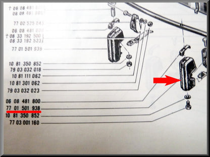 Bumperbuffer voorzijde links (tweede type) en –  Renault 16 TL, TS (tweede type) en TX – OEM 7701501938