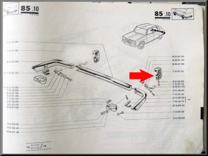 Left rear bumper buffer (second type) and – Renault 16 TL, TS (second type) and TX – OEM 7700551291
