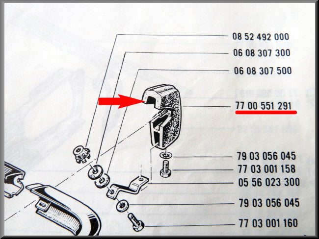 Left rear bumper buffer (second type) and – Renault 16 TL, TS (second type) and TX – OEM 7700551291