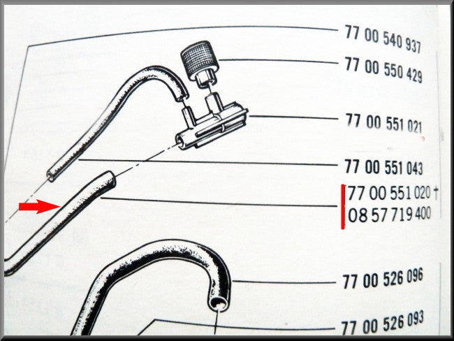 Crankcase ventilation hose – Renault 16 TX – OEM 7700551020