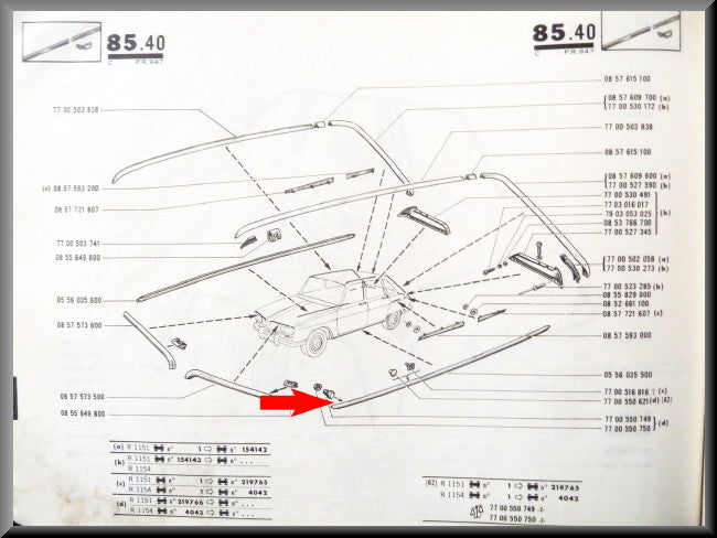 Chroom strip kokerbalk links  – Renault 16 – OEM 0556035500 – Used