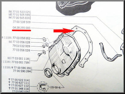Distributiedeksel pakking – Renault 12 - Renault 5 - Renault 15 - Renault divers – OEM 0428255000
