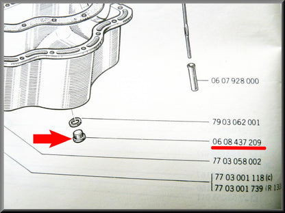 Oil drain plug M18x1.5 – Renault 12 – OEM 0608437209
