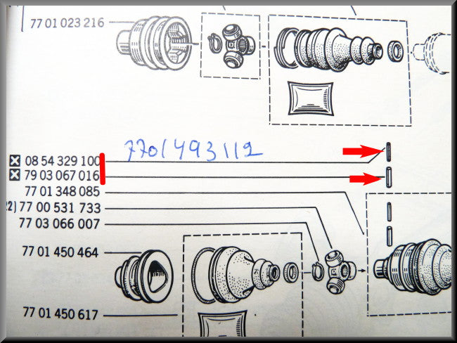 Borgpen set aandrijfas – Renault 12 – Renault 16 - Renault 17 - OEM 0854329100 / 7903067016