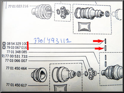 Borgpen set aandrijfas – Renault 12 – Renault 16 - Renault 17 - OEM 0854329100 / 7903067016